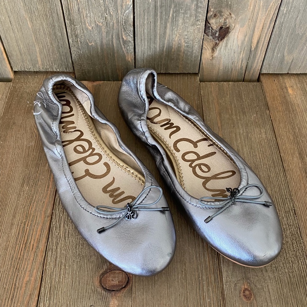 Sam Edelman 8.5 Silver Leather Ballet Flats